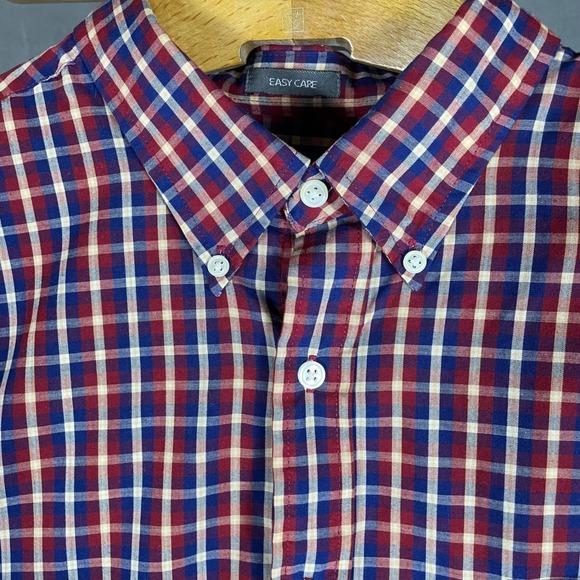 SADDLEBRED XXL Button Down Shirt Mens Plaid Checkered Red Blue Long Sleeve - Picture 1 of 3
